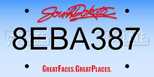8EBA387 South Dakota License Plate