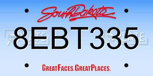 8EBT335 South Dakota License Plate