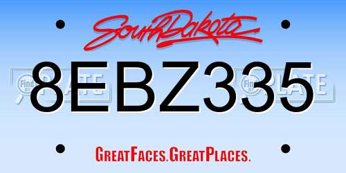8EBZ335 South Dakota License Plate