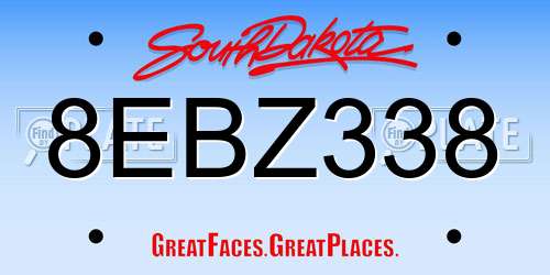 8EBZ338 South Dakota License Plate