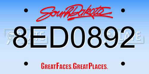8ED0892 South Dakota License Plate