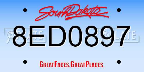 8ED0897 South Dakota License Plate