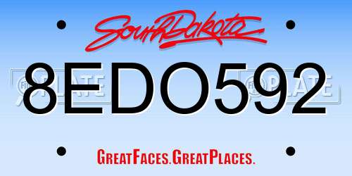 8EDO592 South Dakota License Plate