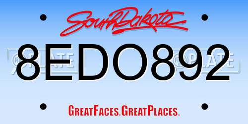 8EDO892 South Dakota License Plate