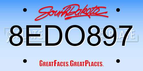 8EDO897 South Dakota License Plate