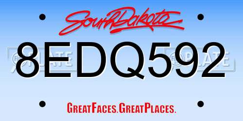 8EDQ592 South Dakota License Plate