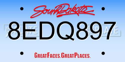 8EDQ897 South Dakota License Plate