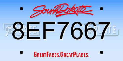 8EF7667 South Dakota License Plate