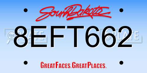8EFT662 South Dakota License Plate