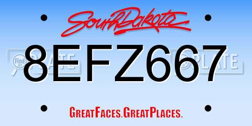 8EFZ667 South Dakota License Plate