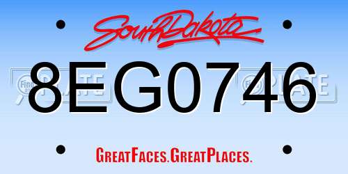 8EG0746 South Dakota License Plate