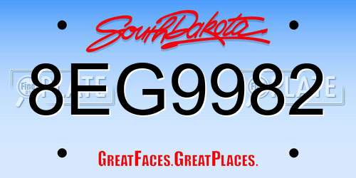 8EG9982 South Dakota License Plate