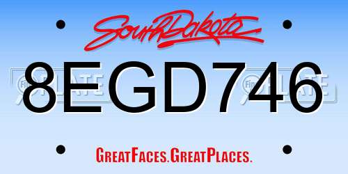 8EGD746 South Dakota License Plate