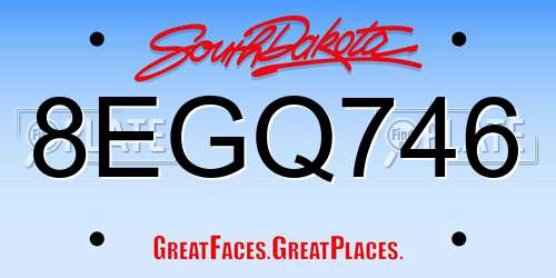 8EGQ746 South Dakota License Plate
