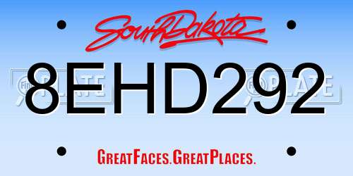 8EHD292 South Dakota License Plate