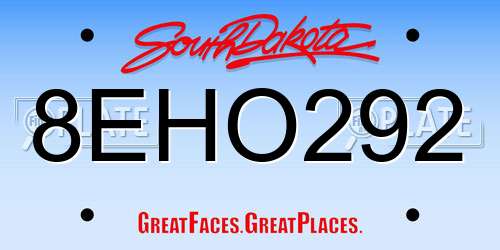 8EHO292 South Dakota License Plate