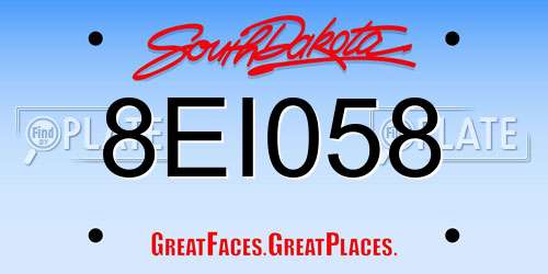 8EI058 South Dakota License Plate