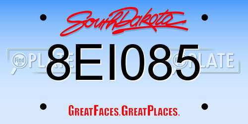 8EI085 South Dakota License Plate