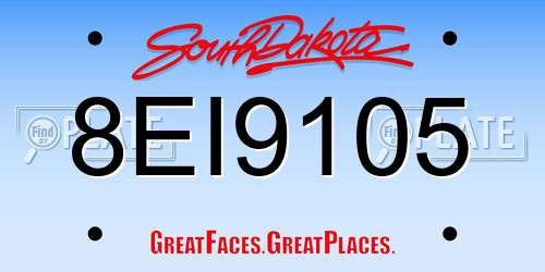 8EI9105 South Dakota License Plate