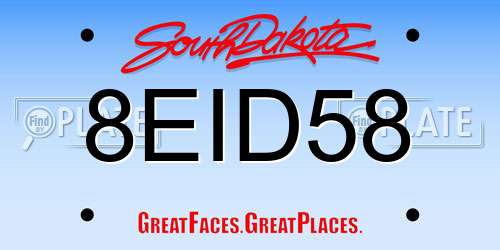 8EID58 South Dakota License Plate