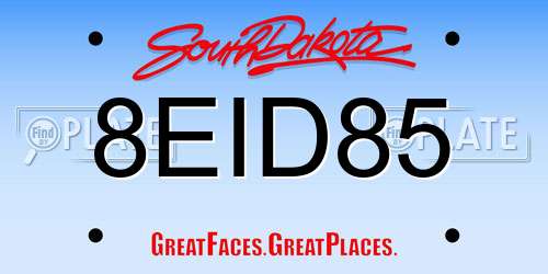 8EID85 South Dakota License Plate