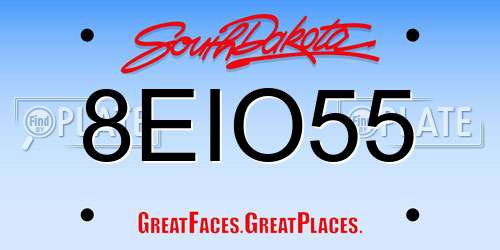 8EIO55 South Dakota License Plate