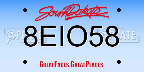 8EIO58 South Dakota License Plate