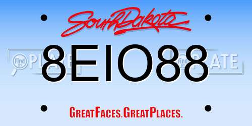 8EIO88 South Dakota License Plate