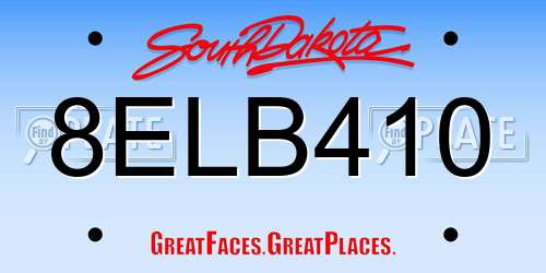 8ELB410 South Dakota License Plate