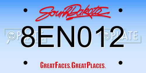 8EN012 South Dakota License Plate