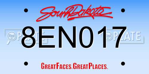8EN017 South Dakota License Plate