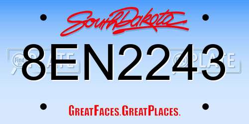8EN2243 South Dakota License Plate