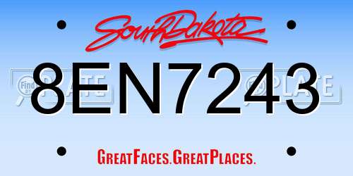 8EN7243 South Dakota License Plate