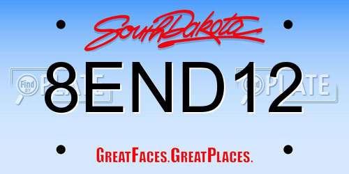 8END12 South Dakota License Plate
