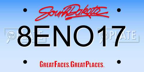 8ENO17 South Dakota License Plate