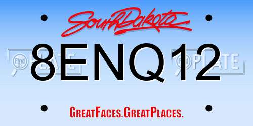 8ENQ12 South Dakota License Plate