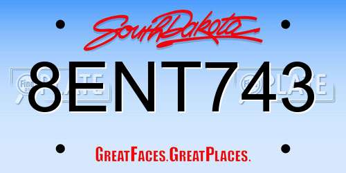 8ENT743 South Dakota License Plate
