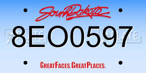 8EO0597 South Dakota License Plate