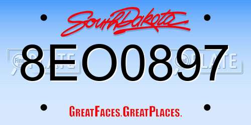 8EO0897 South Dakota License Plate