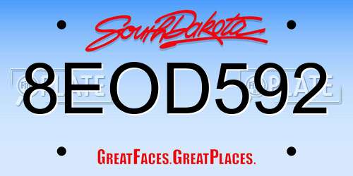 8EOD592 South Dakota License Plate