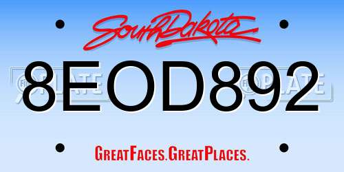 8EOD892 South Dakota License Plate