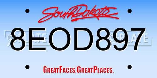 8EOD897 South Dakota License Plate