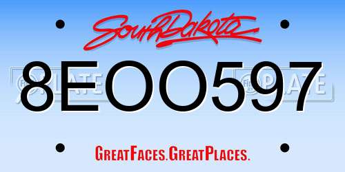 8EOO597 South Dakota License Plate