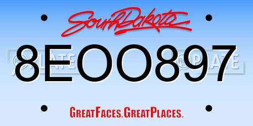 8EOO897 South Dakota License Plate