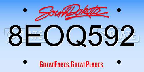 8EOQ592 South Dakota License Plate