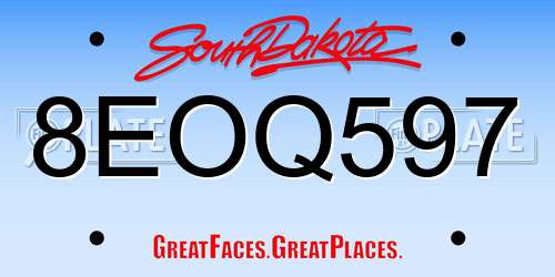 8EOQ597 South Dakota License Plate