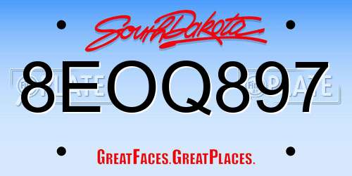 8EOQ897 South Dakota License Plate