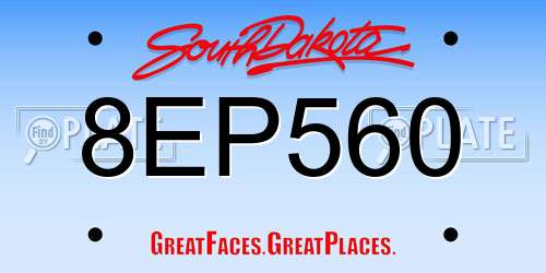 8EP560 South Dakota License Plate