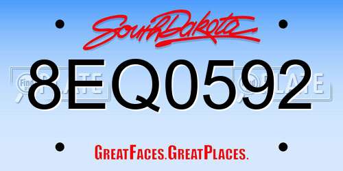 8EQ0592 South Dakota License Plate