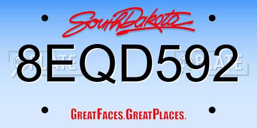 8EQD592 South Dakota License Plate